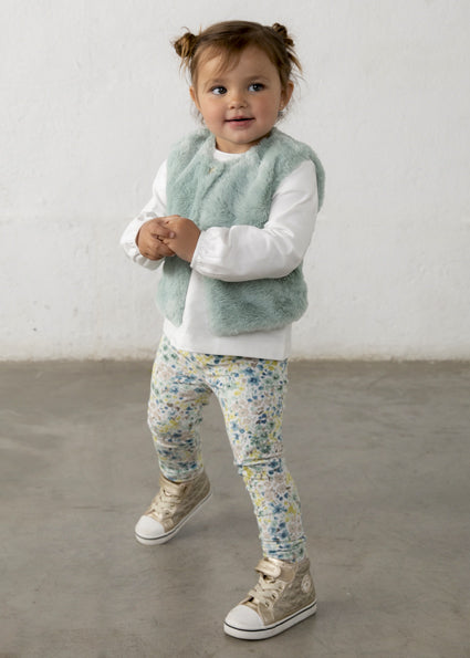 Mayoral girls faux fur vest legging set 2784