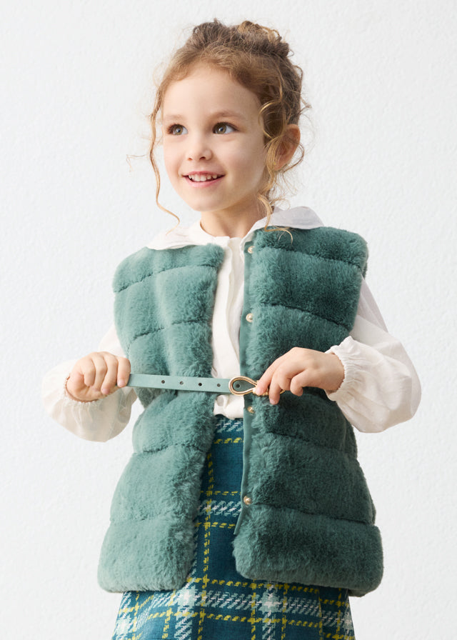 Mayoral girls faux fur vest with belt 4328