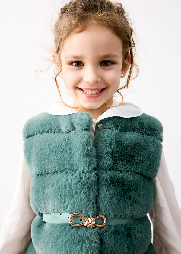 Mayoral girls faux fur vest with belt 4328