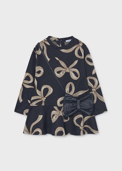Mayoral jacquard knit dress with bag 4912 Navy