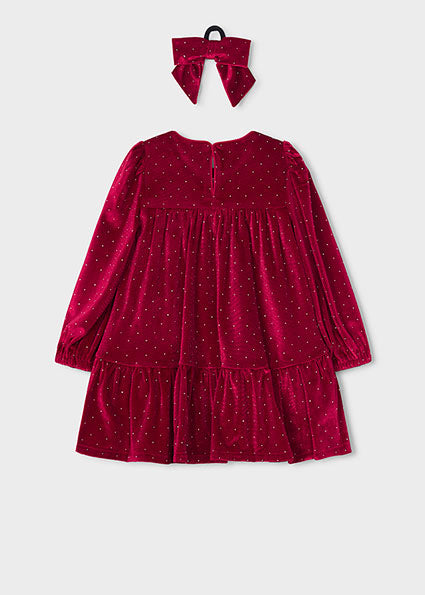 Mayoral girls red velvet dress with hair tie 4930