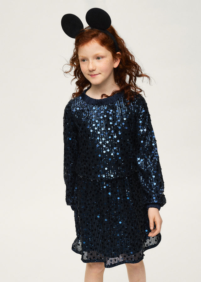Mayoral Navy Sequin dress 7938