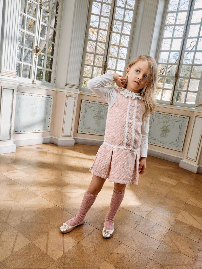 Patachou pink tweed dress set