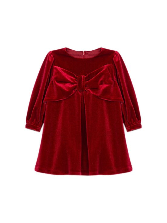 Patachou girls Burgundy velvet dress with bow