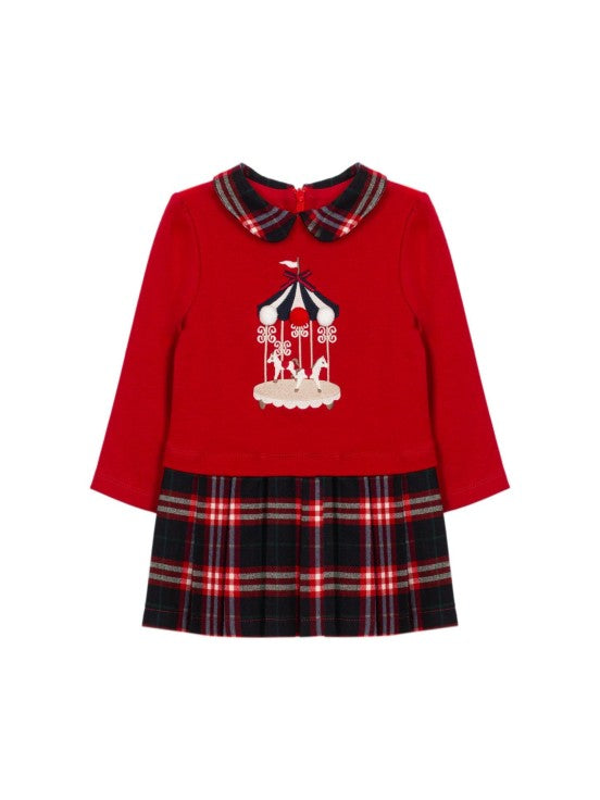 Patachou Red dress with embroidered carousel