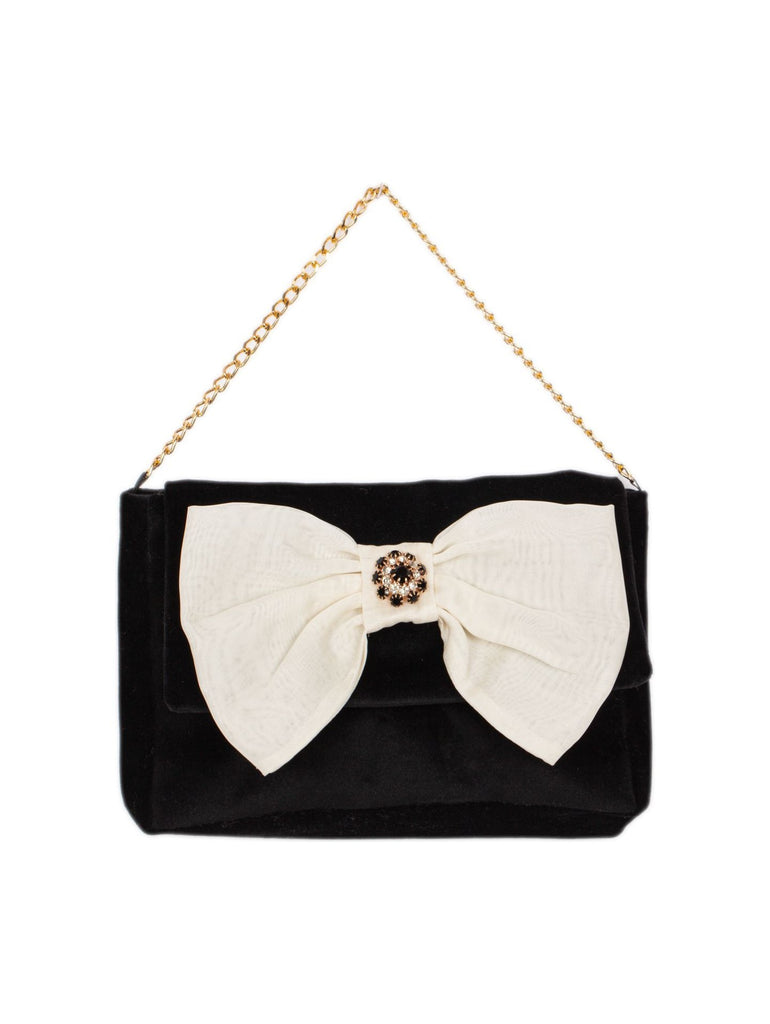 Patachou black velvet bag with bow