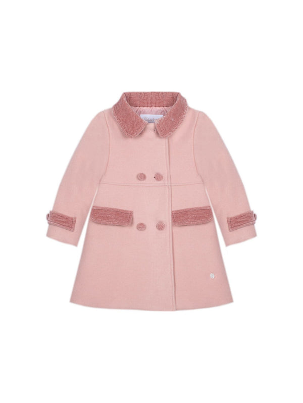 Elegant pale pink coat with refined details