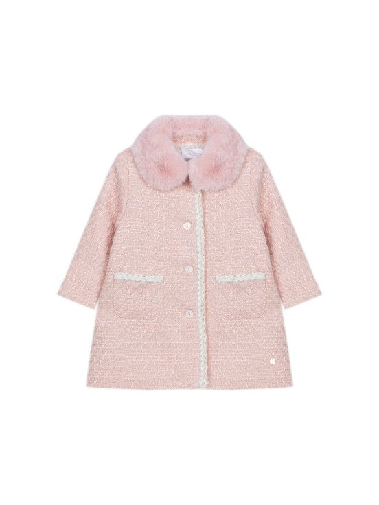 Patachou pale pink tweed coat