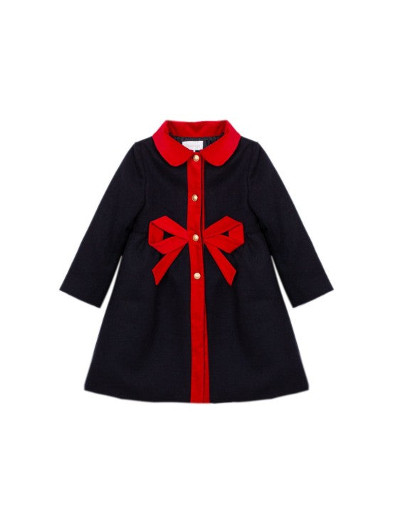 Patachou navy blue coat with bow