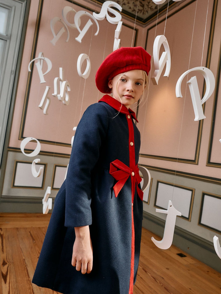 Patachou navy blue coat with bow