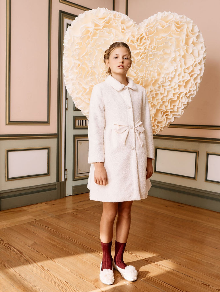 Patachou elegant bouclet coat with bow