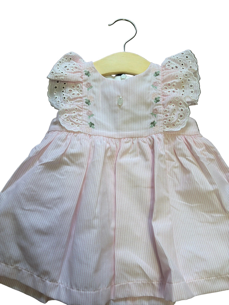 Patachou girls pale pink pinstripe dress