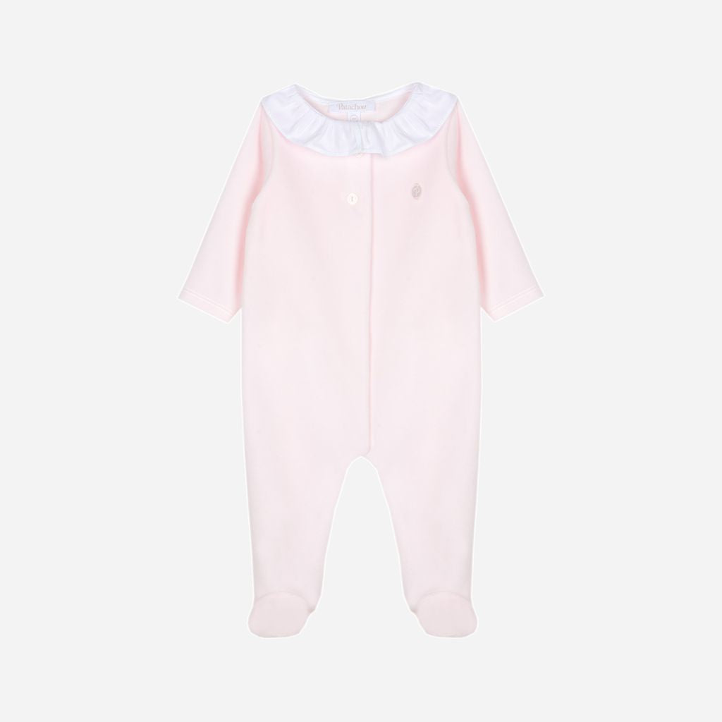 Patachou Pale Pink Velour Girls Babygrow 1033361