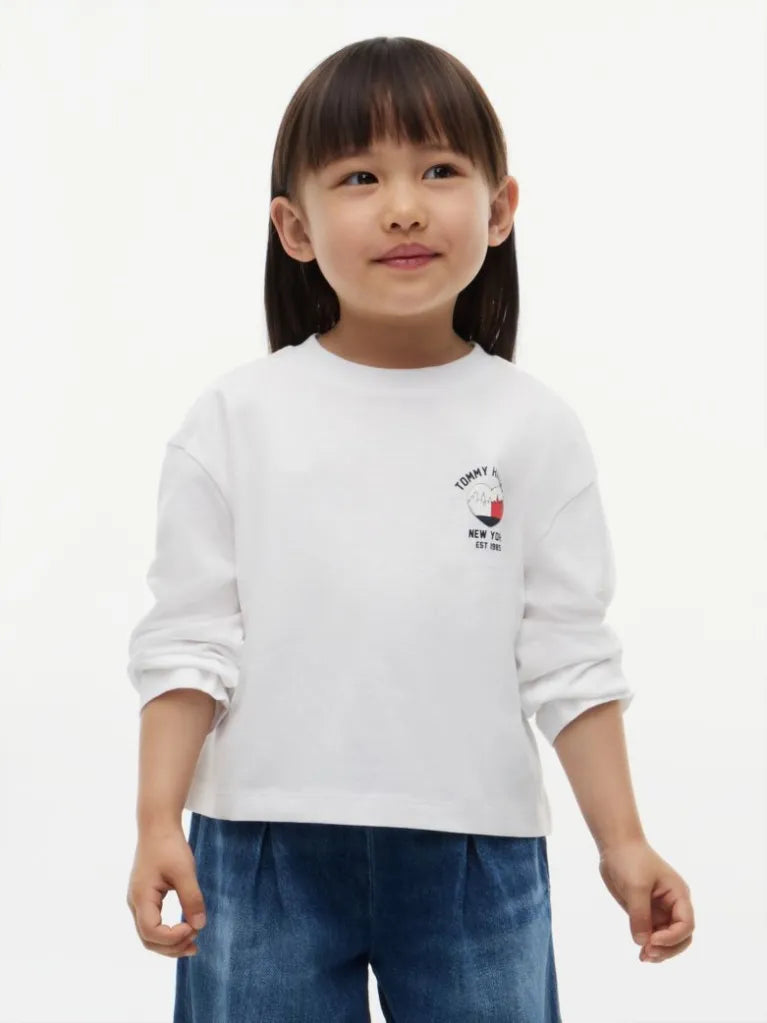 Girls White Tommy Hilfiger long sleeve t-shirt