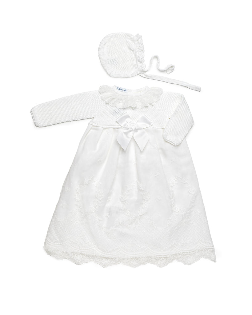 Juliana white lace baby gown