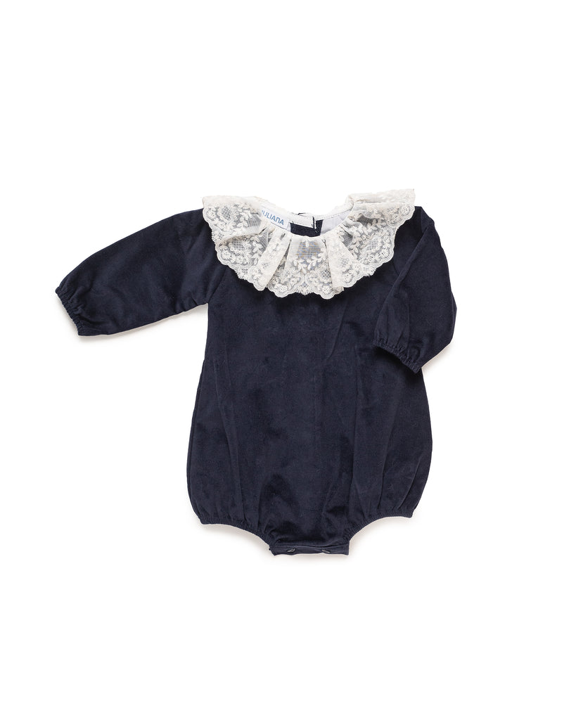 Juliana navy velvet romper 26644