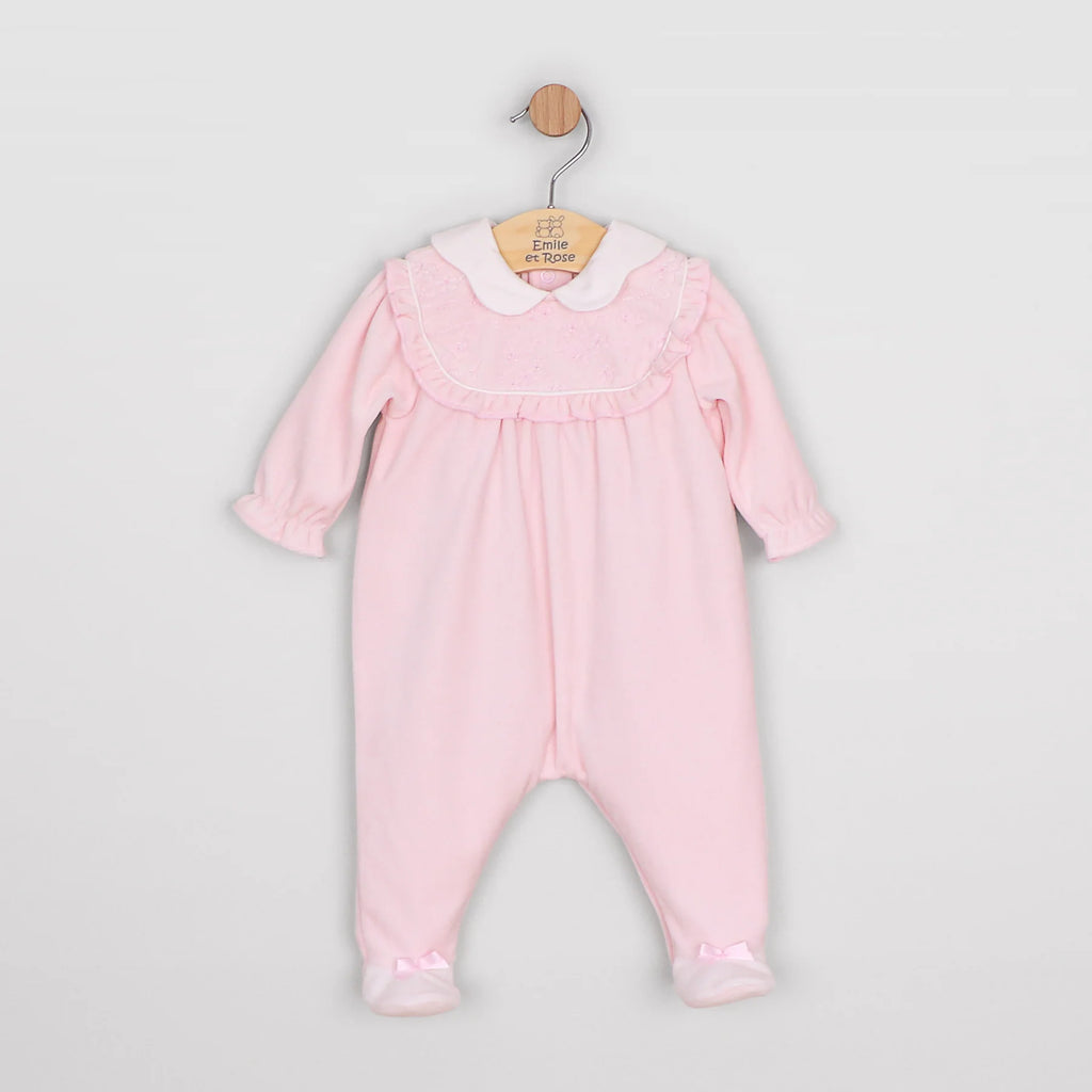Emile et rose pink Maddy velour Babygrow