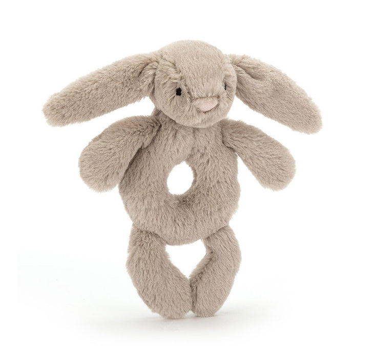 Bashful beige bunny ring rattle
