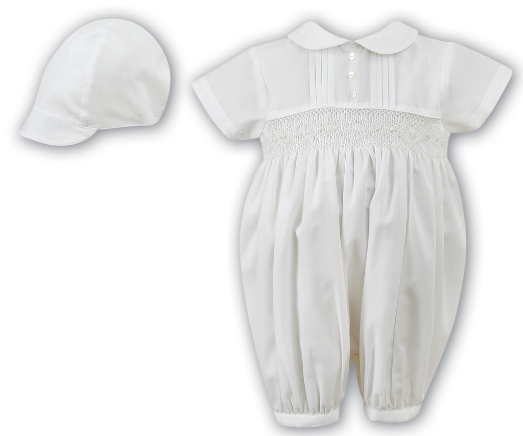 Sarah Louise White Romper & Hat002200
