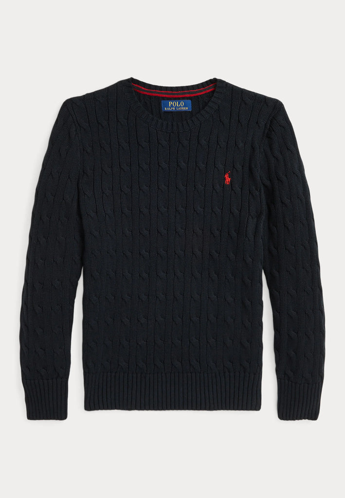 Ralph Lauren Boys cable cotton knit crew neck sweater 8-16years