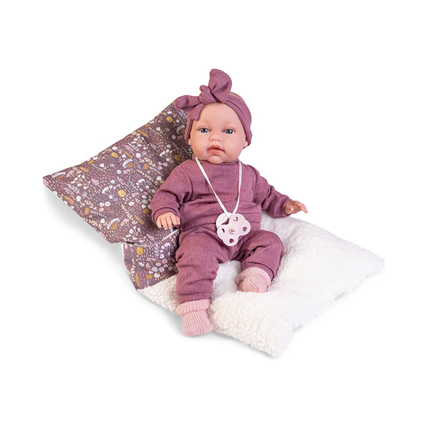 Antonio Juan doll 34 cm - Newborn Baby Toneta Palabritas with sheepskin sleeping bag