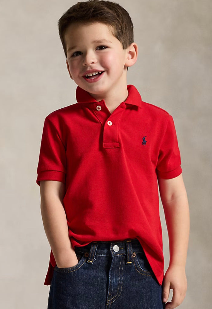 Ralph Lauren Boys red cotton mesh short sleeve polo