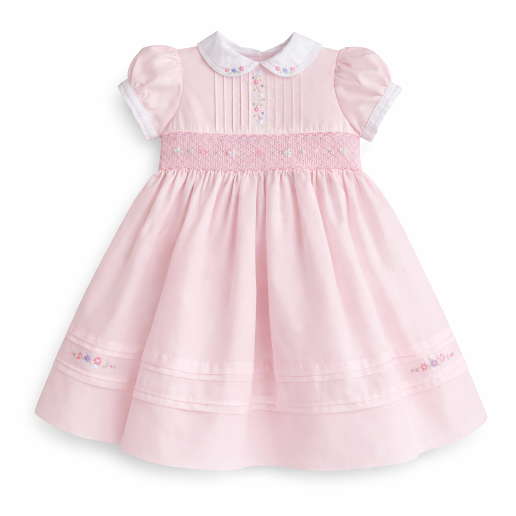 SARAH LOUISE PINK HAND SMOCKED DRESS - 013829