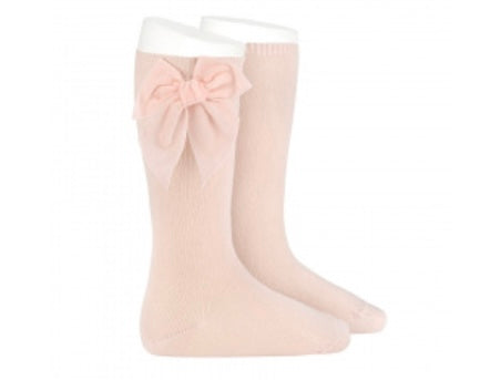 Condor knee sock with velvet bow pink