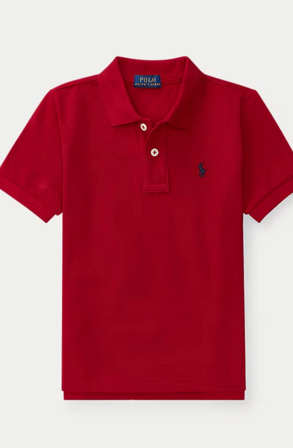 Ralph Lauren Boys red cotton mesh short sleeve polo