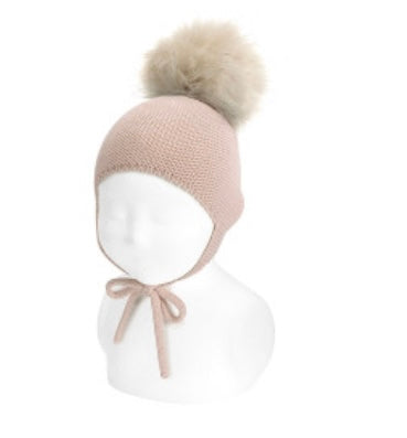 Condor baby hat with earflaps & pompom