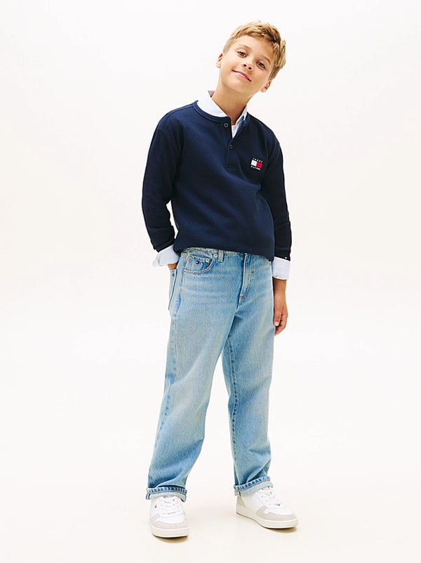 Tommy Hilfiger Navy heritage henley waffle top