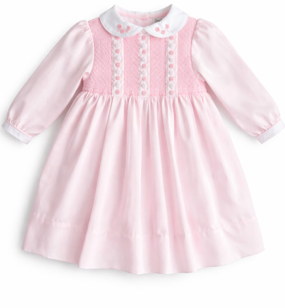 SARAH LOUISE PINK HAND SMOCKED DRESS - 013923