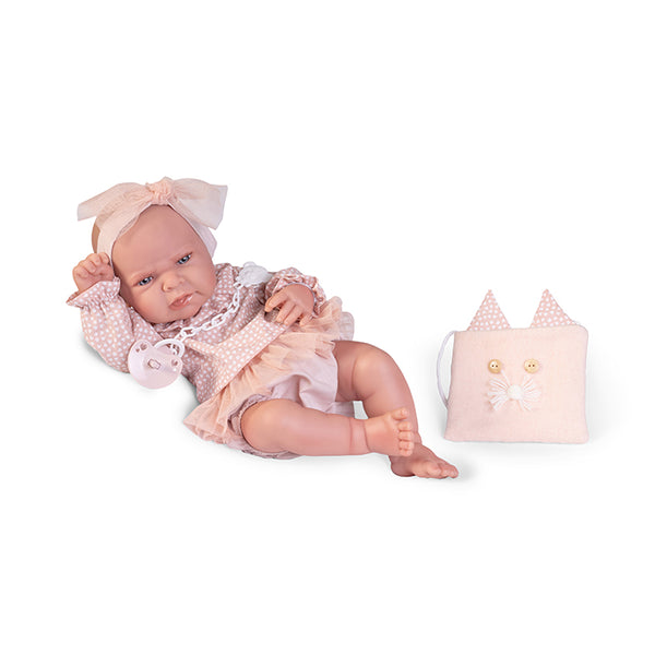 Antonio Juan doll 42 cm - Newborn Lea with kitten bag 50403