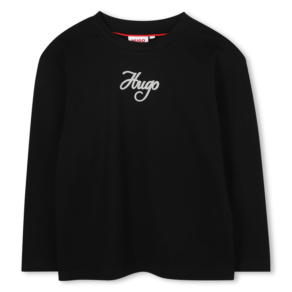 Girls Hugo Long Sleeve Black Top  G00492