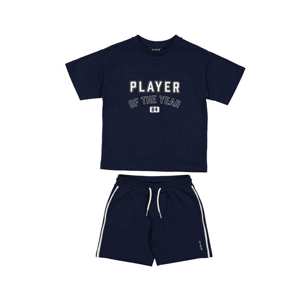 Mayoral Boys navy knit shorts set 3608
