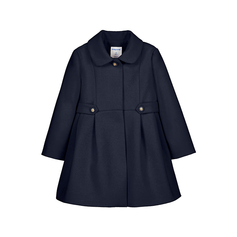 Girls Navy Woolen Coat