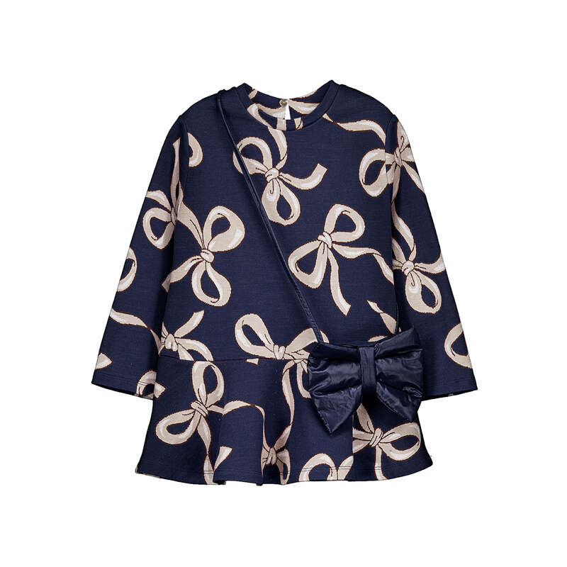 Mayoral jacquard knit dress with bag 4912 Navy