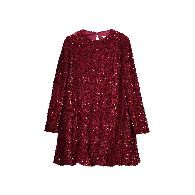 Mayoral Maroon Velvet Sequin Dress 7903