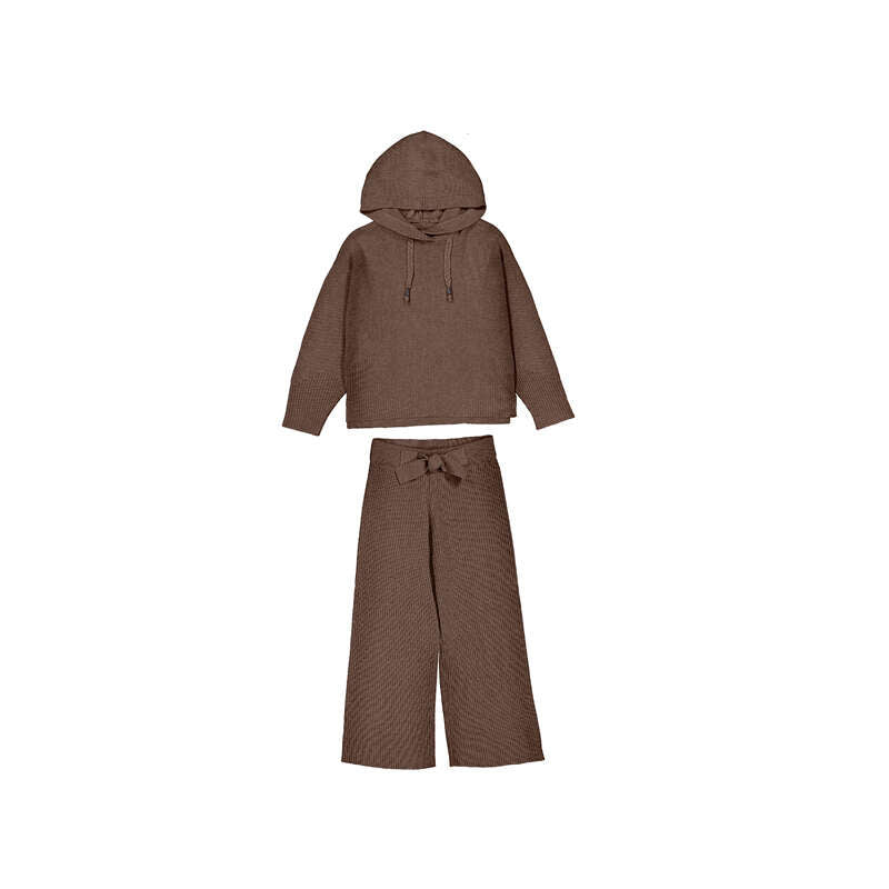 Mayoral Girls Coffee Long knit trousers set 4529
