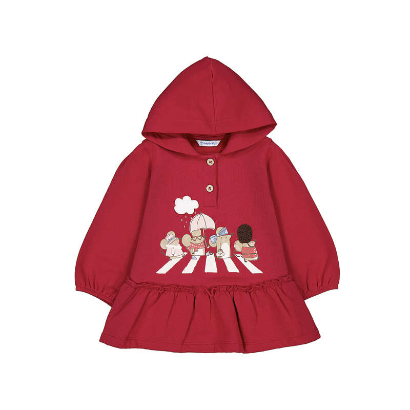 Mayoral girls red hooded dress 2937
