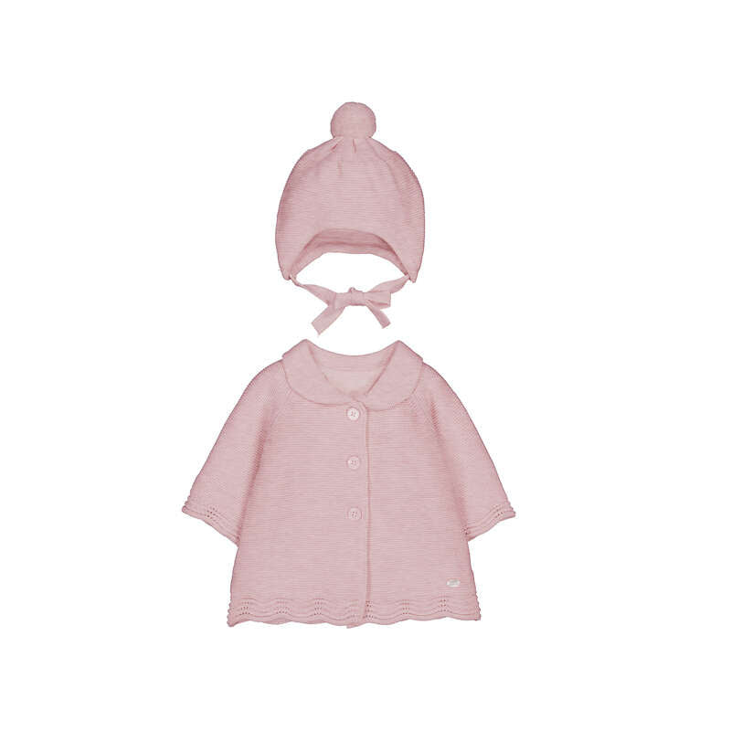 Mayoral pink newborn coat with hat 2403
