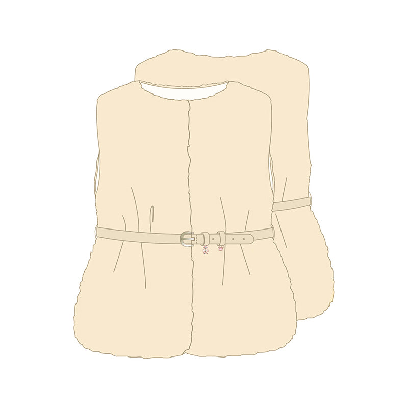 Mayoral girls cream faux fur belted vest