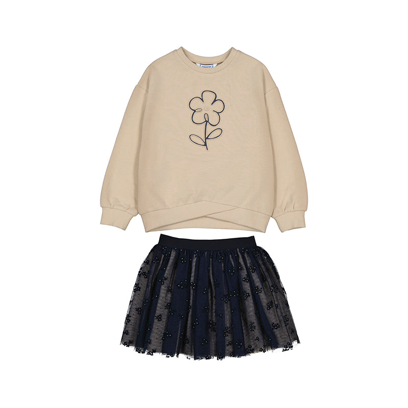 Mayoral girls navy tulle skirt  set