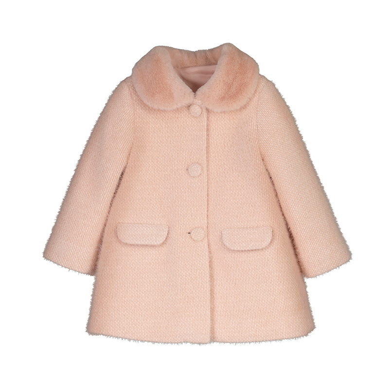 Abel & Lula pink knit baby coat 5819