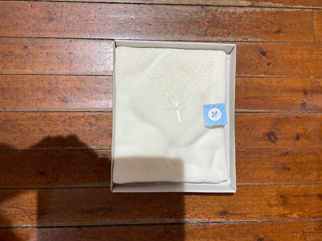 Sardon ivory knitted baby blanket shawl