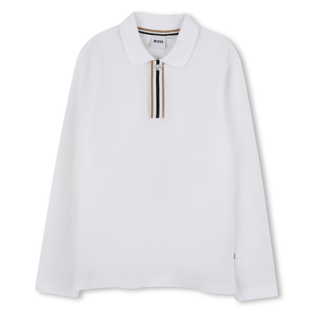 Boss boys white long sleeve polo shirt "Mini Me" J52333