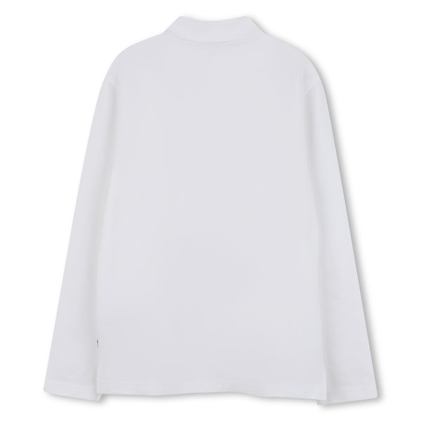 Boss boys white long sleeve polo shirt 