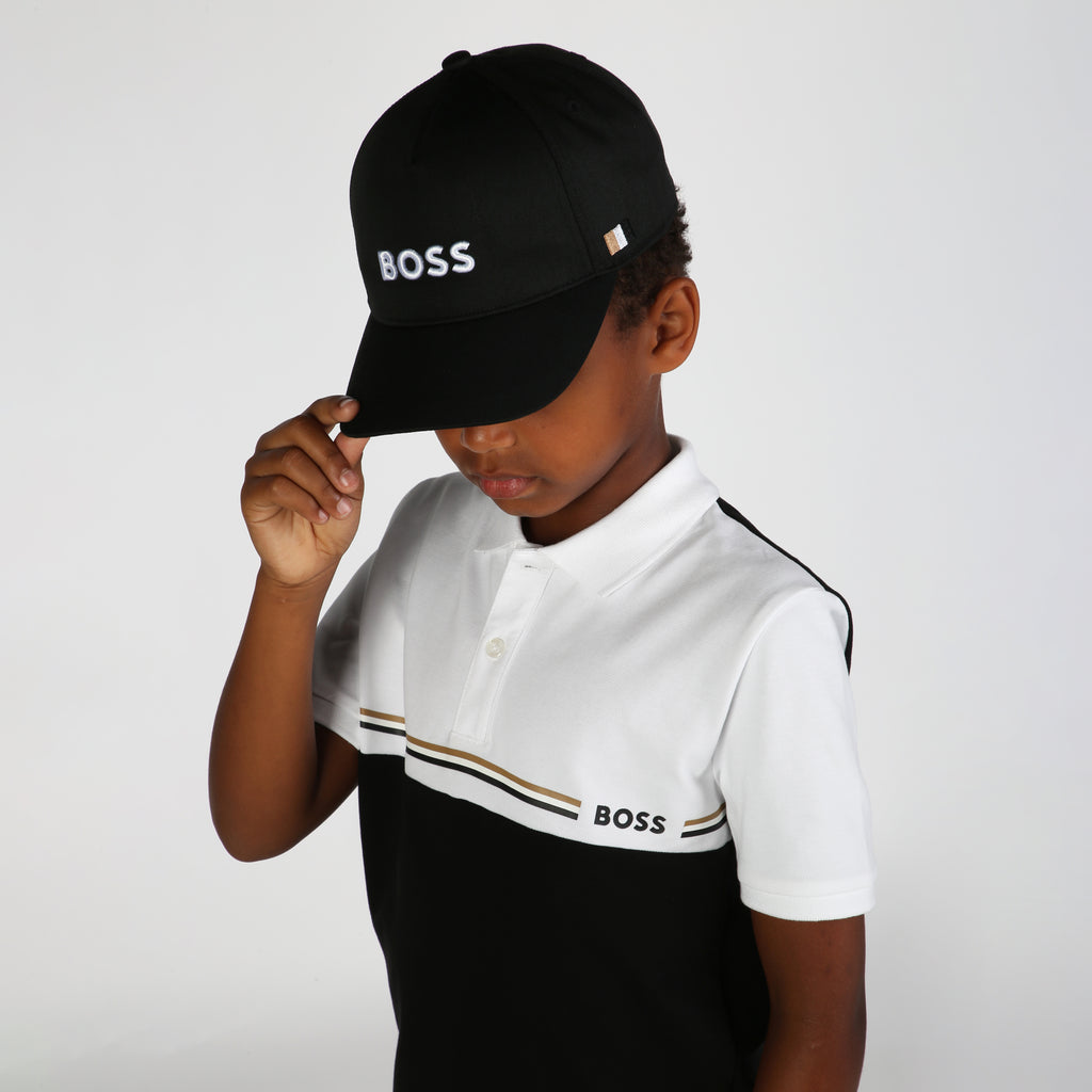 Boys Boss black polo shirt J52339