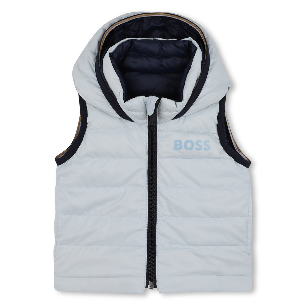Boss Boys Padded Pale blue and navy Coloured Sleeveless Jacket J52474