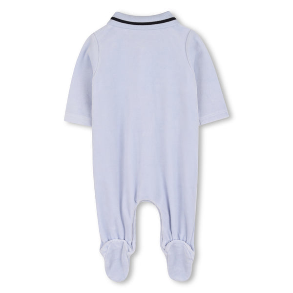 Boss Pale Blue Velour Babygrow J52522